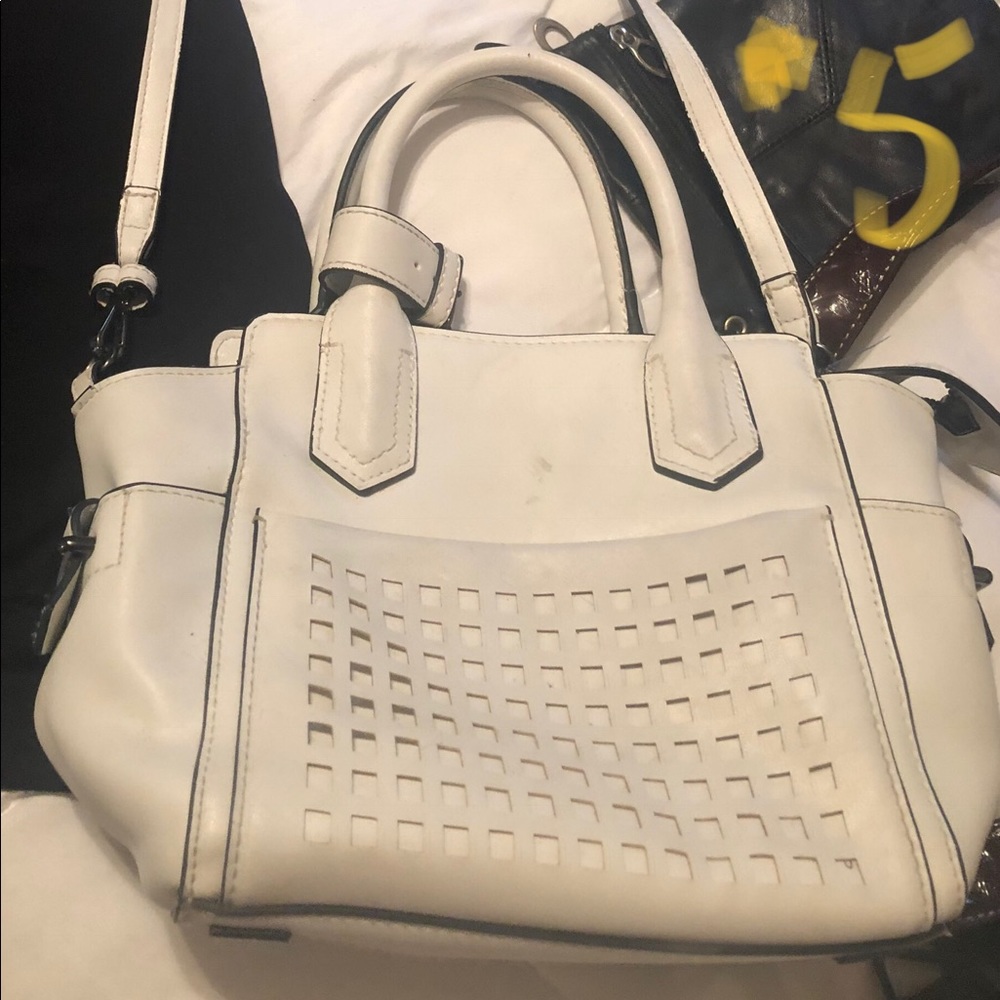 White leather purse